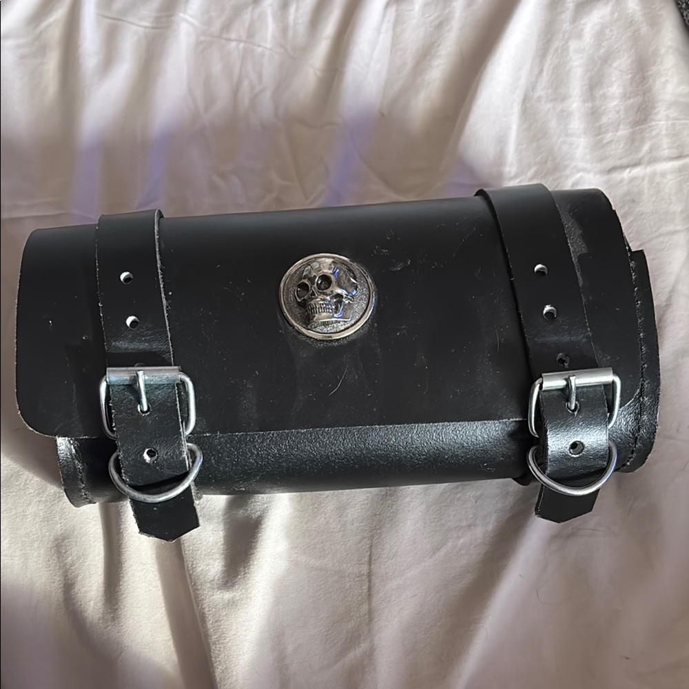 Black Leather Motorcycle Mechanic Bag